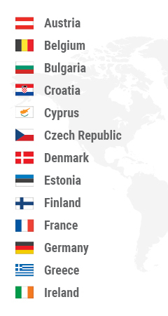 Austria, Belgium, Bulgaria, Croatia, Cyprus, Czech Republic, Denmark, Estonia, Finland, France, Germany